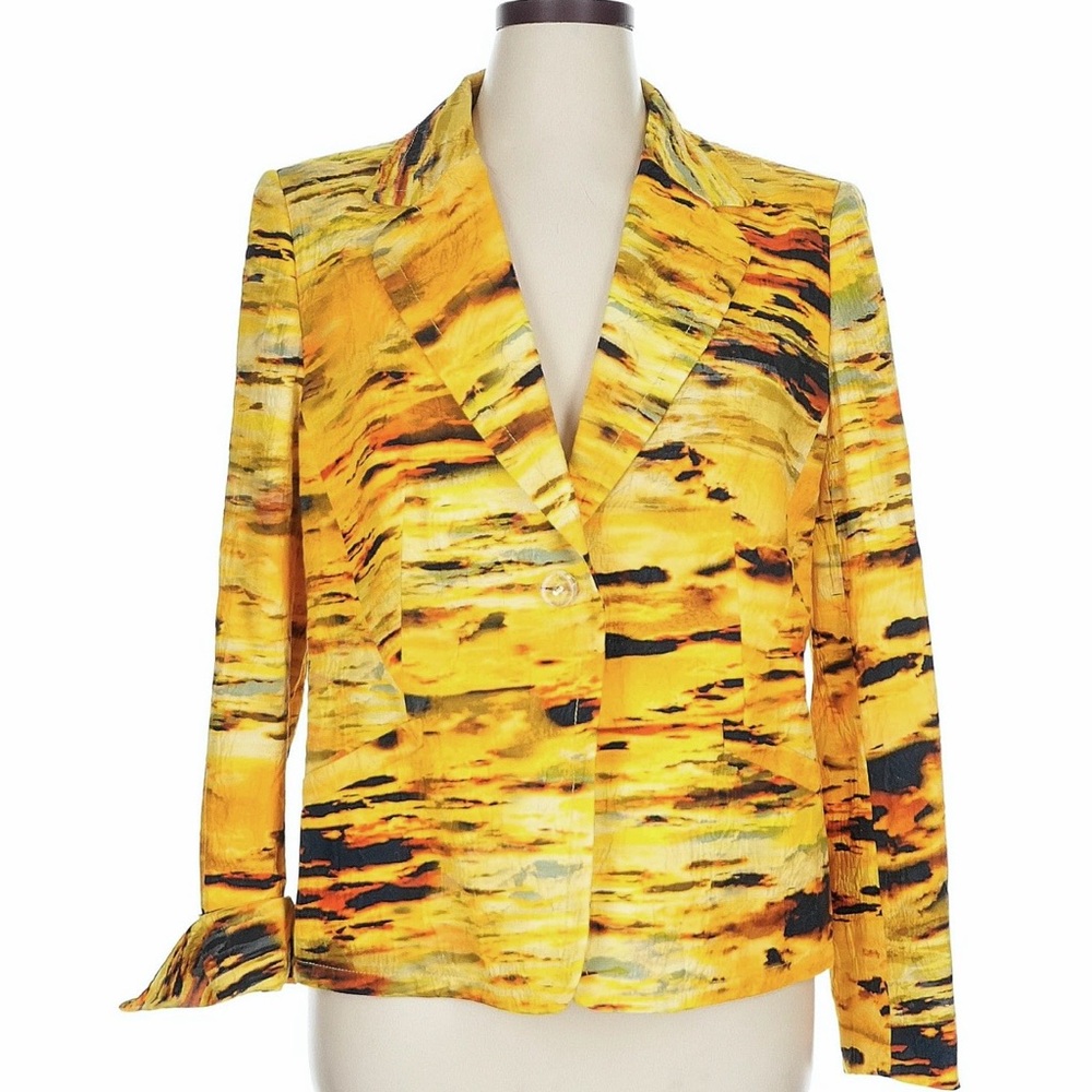 EUC ESCADA Vibrant Blazer Sz 46 (cotton / silk / textured)
